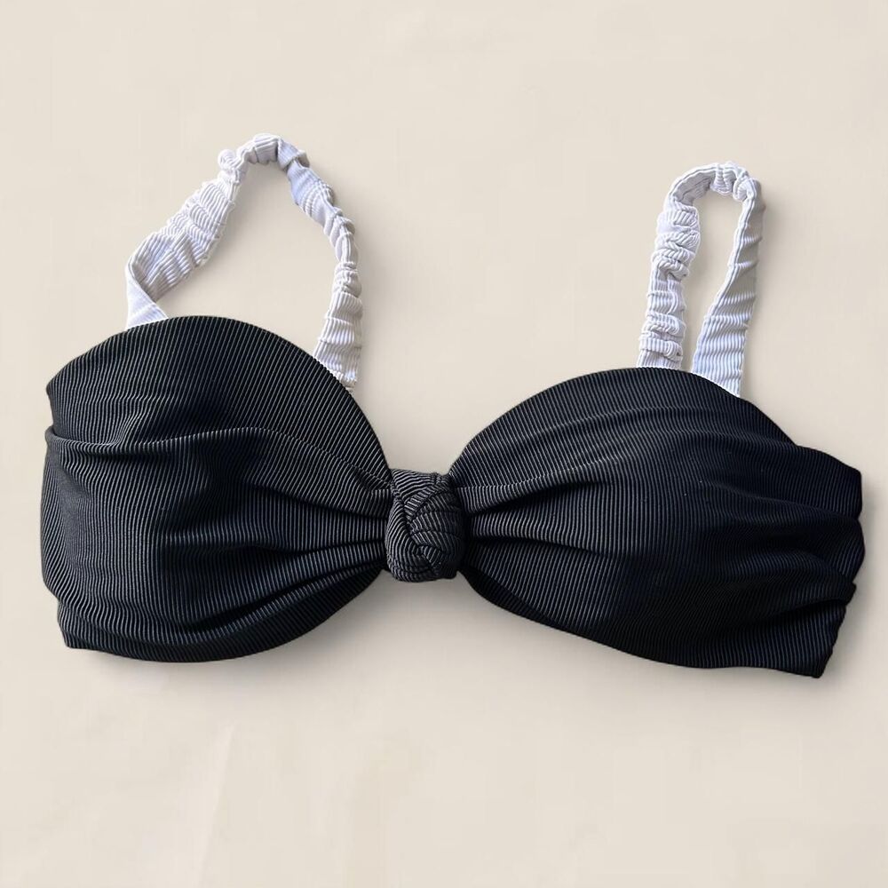 Beach Riot colorblock white black ribbed sweetheart bikini top xl